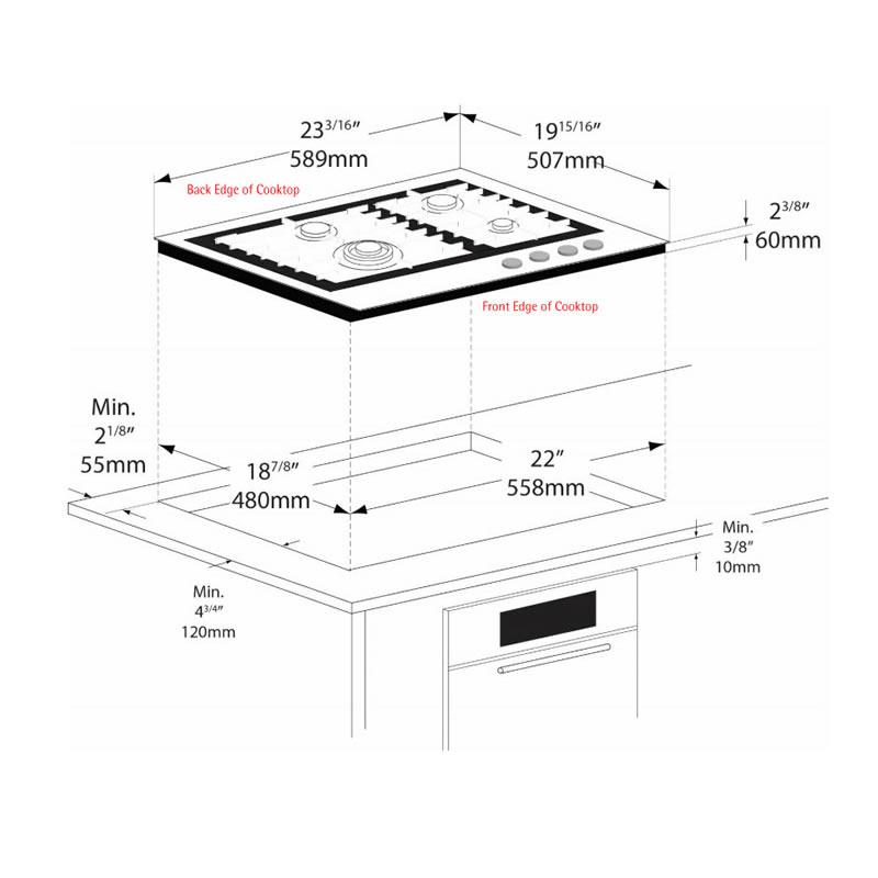 Porter & Charles 24-inch Built-In Gas Cooktop CG60WOK-F IMAGE 3