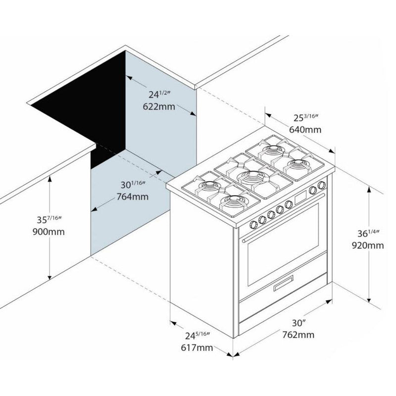 Porter & Charles 30-inch Slide-In Dual-Fuel Range FEG76B3 IMAGE 2