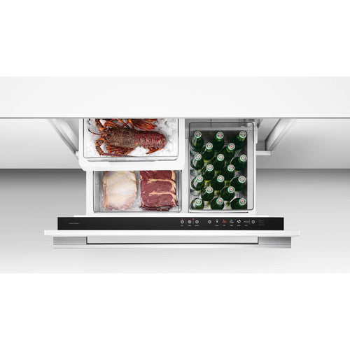 Fisher & Paykel CoolDrawer refrigerator installed in a modern kitchen island