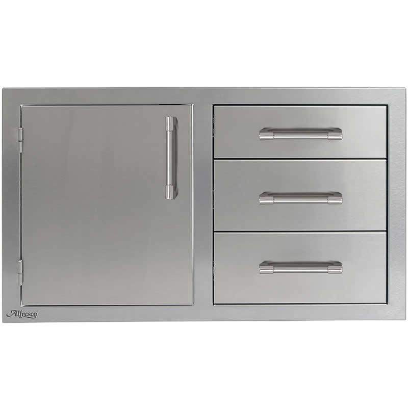 Alfresco 32-inch 3-Drawer with Single Access Door with Left Hinge Combo Storage AXE-DDC-L-SC IMAGE 1
