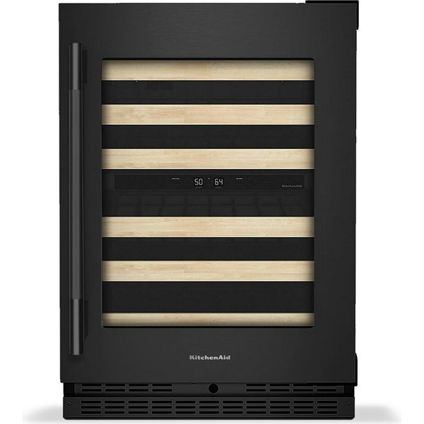  KitchenAid 24-inch Undercounter Wine Cellar with Full-Extension Wood-Front Racks KUWR524SBE IMAGE 1